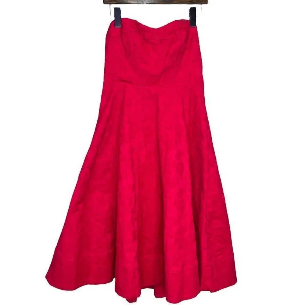 NWT Anthropologie Floral Contrast Sweetheart Midi Dress Raspberry Size 8 - Picture 3 of 11